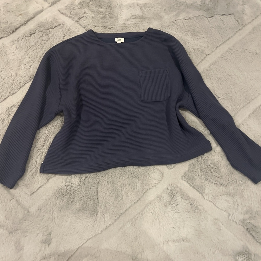 Navy Long Sleeve Top with Pocket